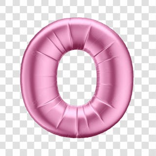 Número 0 em 3d formato de balão rosa dia da mulher dia das mães menina aniversário fundo transparente