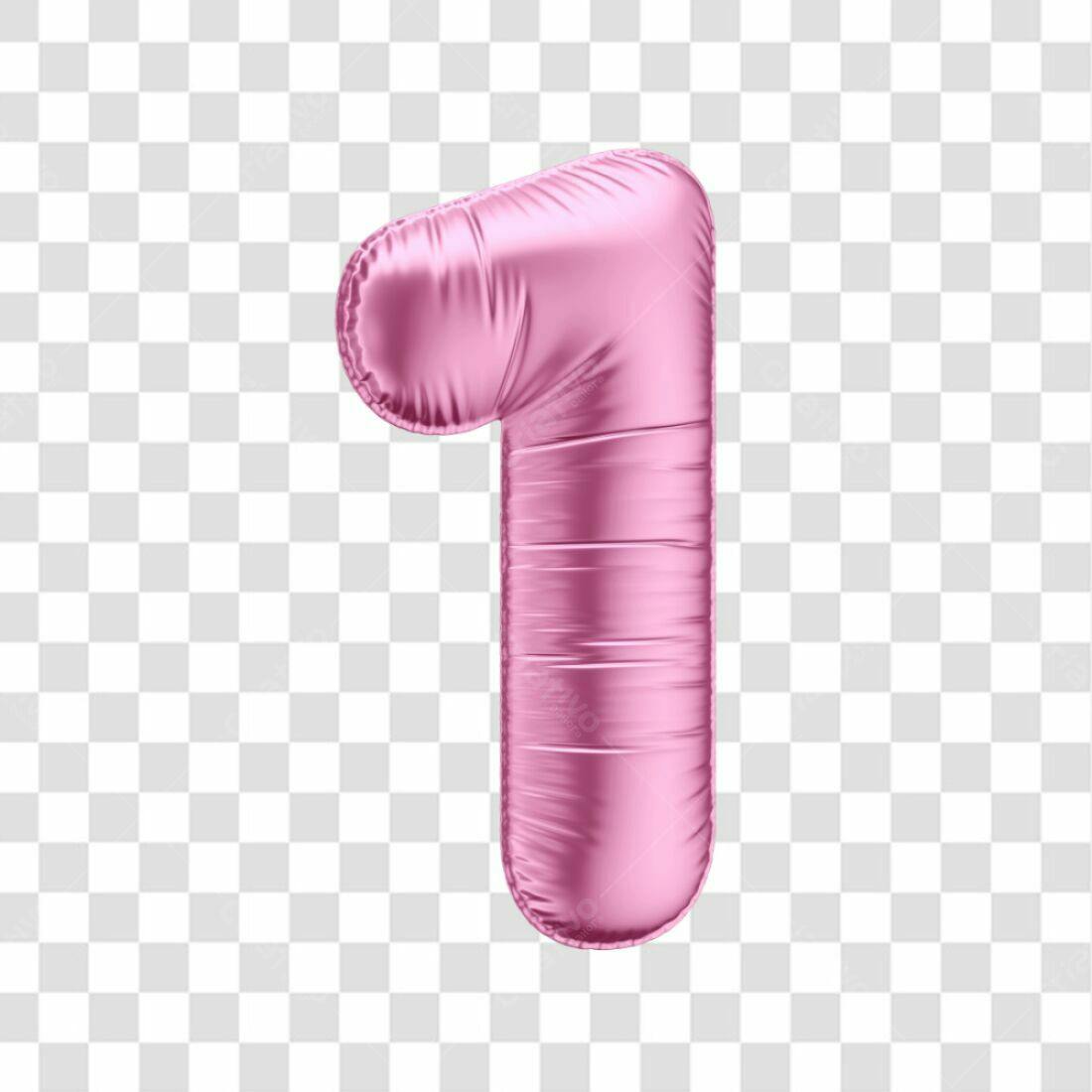 Icone Número 1 Rosa Balão PNG com fundo transparente