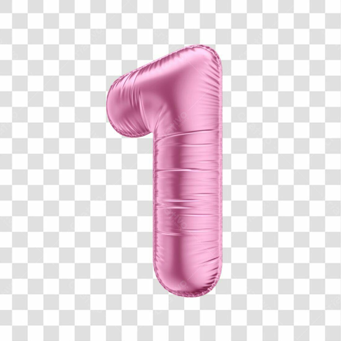 Icone Número 1 Rosa Balão PNG com fundo transparente