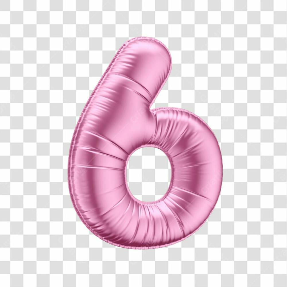 Número 6 Em 3D Formato De Balão Rosa Dia Da Mulher Dia Das Mães Menina Aniversário Fundo Transparente (1)