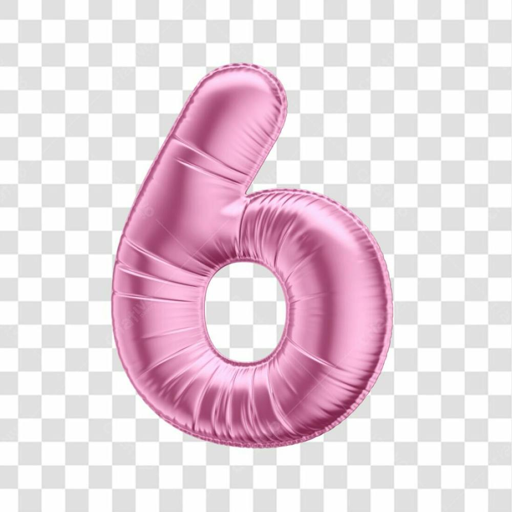 Número 6 Em 3D Formato De Balão Rosa Dia Da Mulher Dia Das Mães Menina Aniversário Fundo Transparente (3)