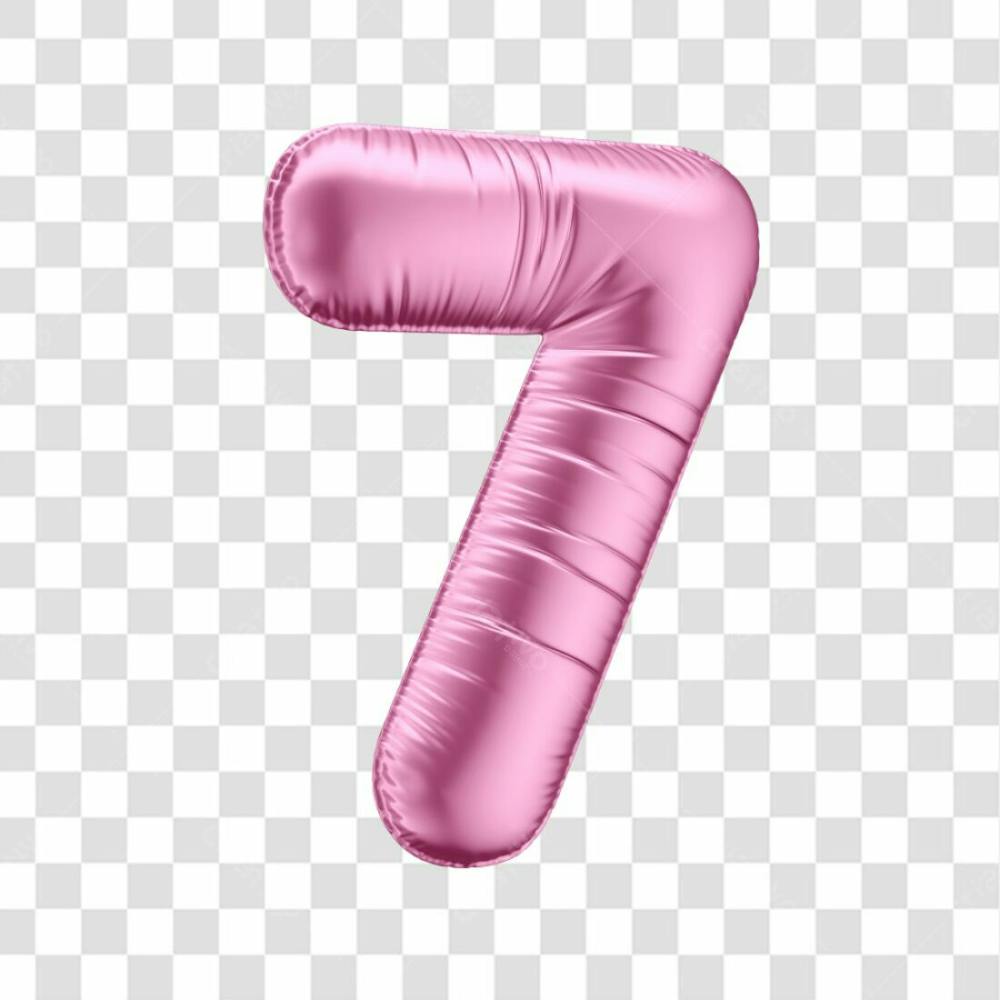 Número 7 Em 3D Formato De Balão Rosa Dia Da Mulher Dia Das Mães Menina Aniversário Fundo Transparente (1)
