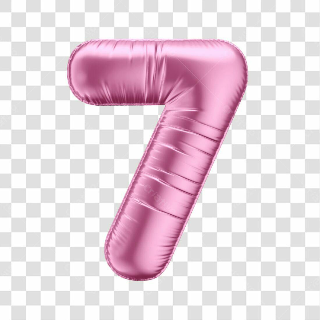 Icone Numero 7 Rosa Balão PNG com fundo transparente