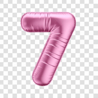 Número 7 em 3d formato de balão rosa dia da mulher dia das mães menina aniversário fundo transparente
