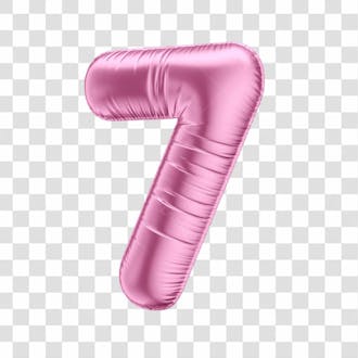 Número 7 em 3d formato de balão rosa dia da mulher dia das mães menina aniversário fundo transparente