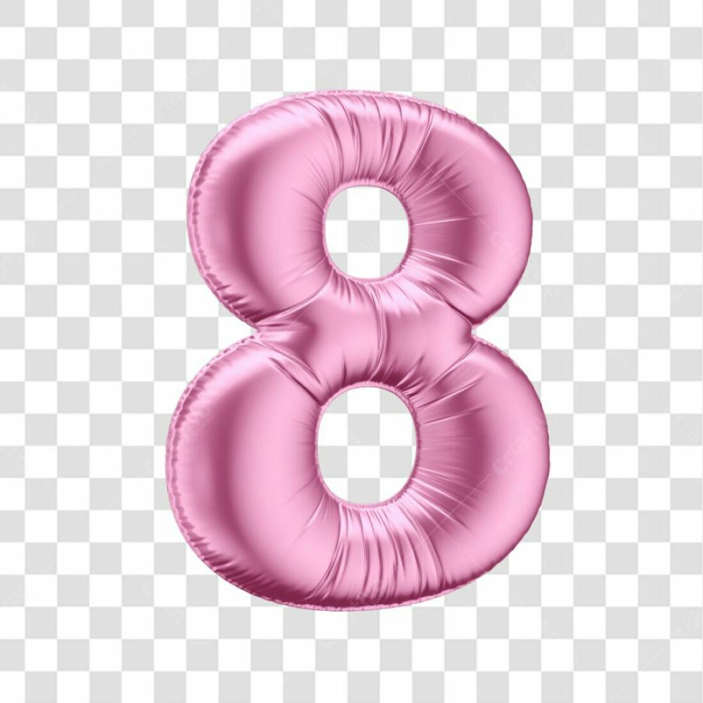 Número 8 Em 3D Formato De Balão Rosa Dia Da Mulher Dia Das Mães Menina Aniversário Fundo Transparente (1)