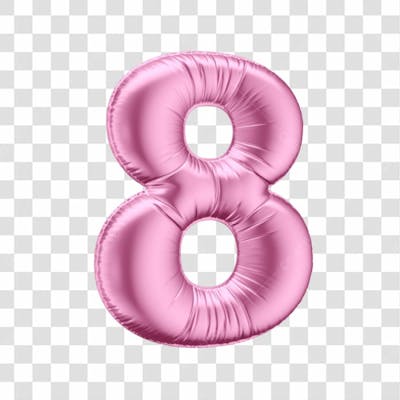 Número 8 Em 3D Formato De Balão Rosa Dia Da Mulher Dia Das Mães Menina Aniversário Fundo Transparente (1)