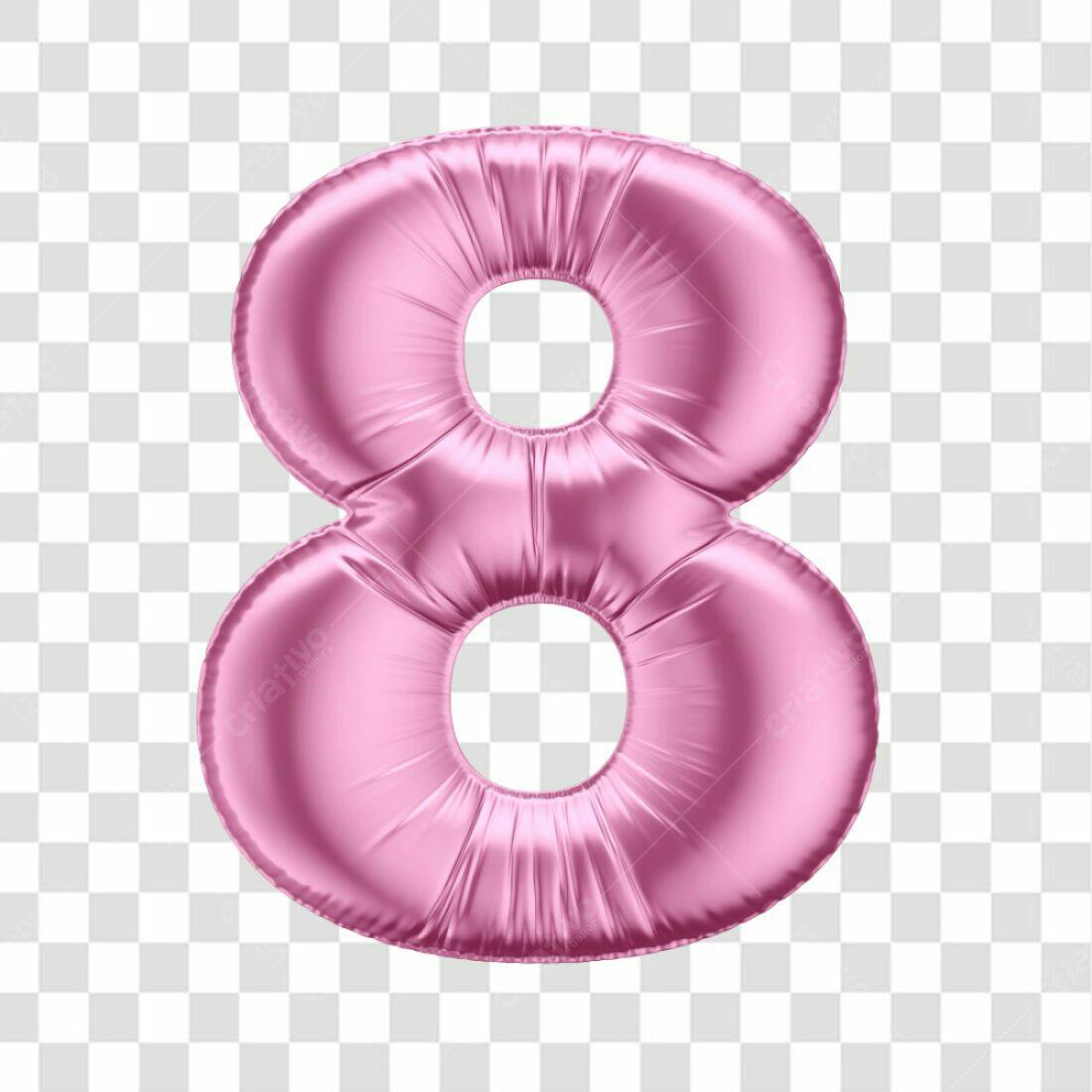 Icone Número 8 Rosa Balão PNG com fundo transparente