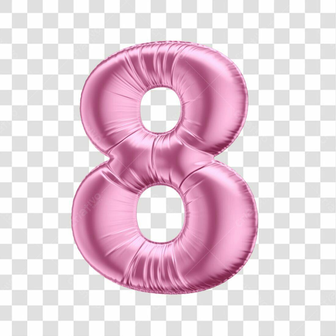 Balão Número 8 Rosa PNG com fundo transparente