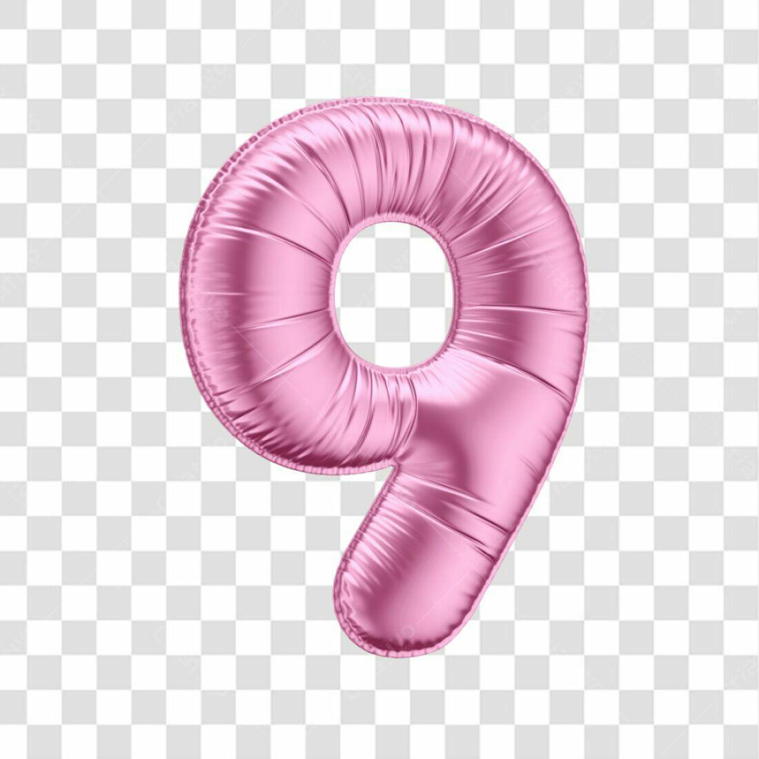Balão Número 9 Rosa PNG com fundo transparente
