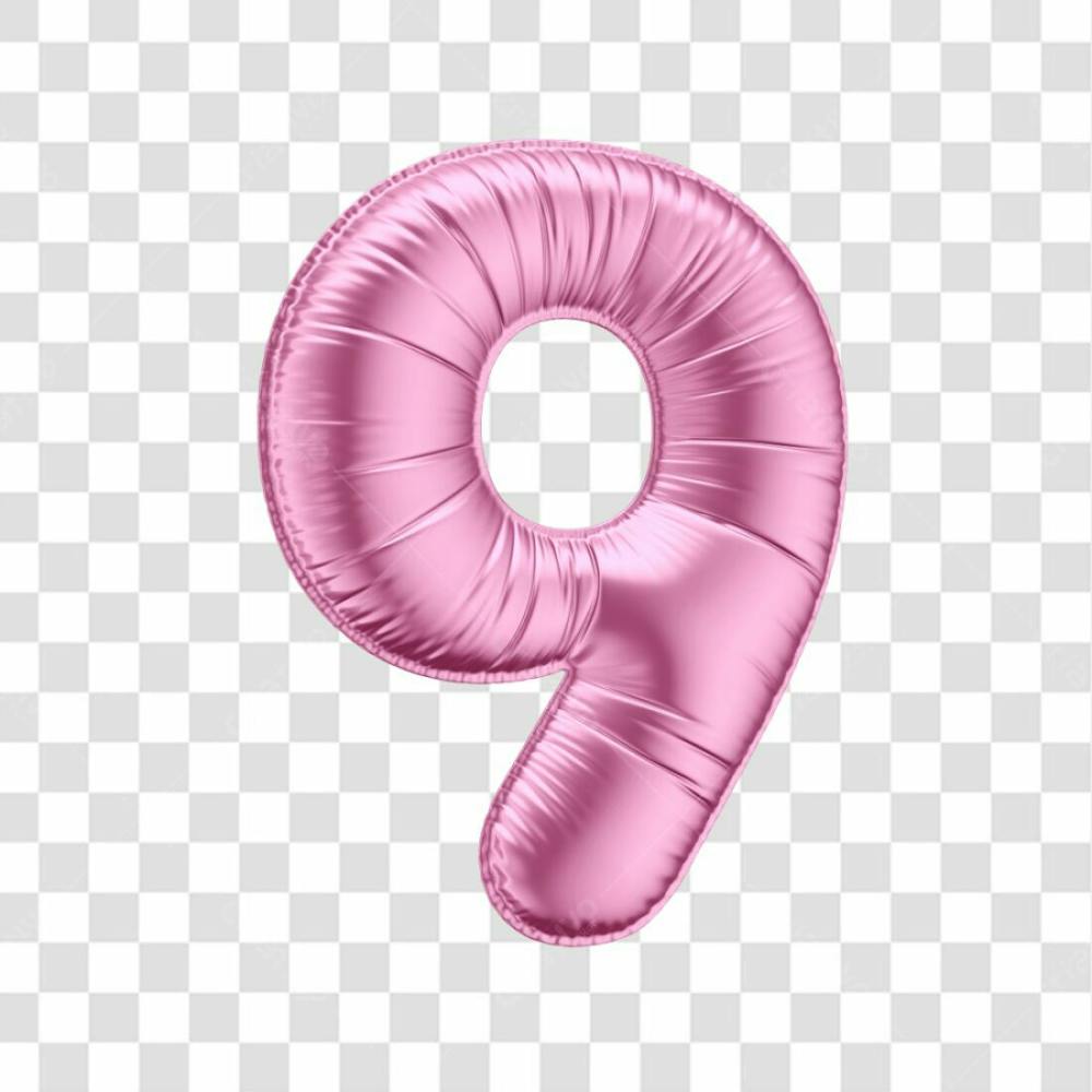 Número 9 Em 3D Formato De Balão Rosa Dia Da Mulher Dia Das Mães Menina Aniversário Fundo Transparente (1)