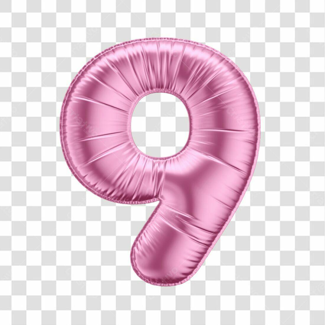 Balão Número 9 Rosa PNG com fundo transparente