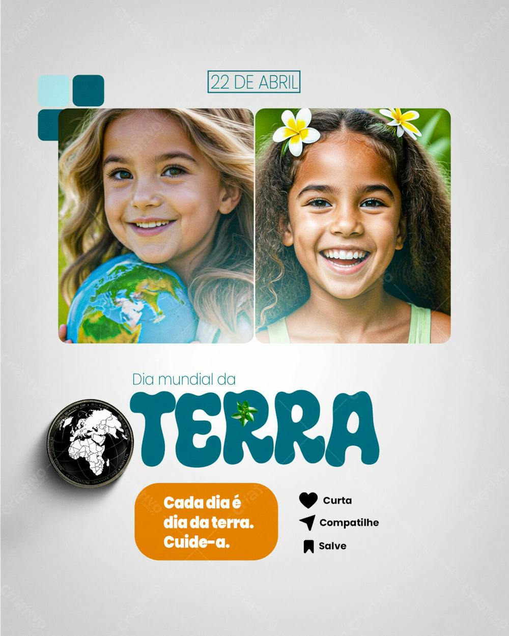 Cada Dia É Dia Da Terra Psd Editável Para O Dia Mundial Da Terra 22 De Abril