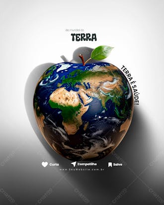 Terra é saúde psd editável para o dia mundial da terra 22 de abril