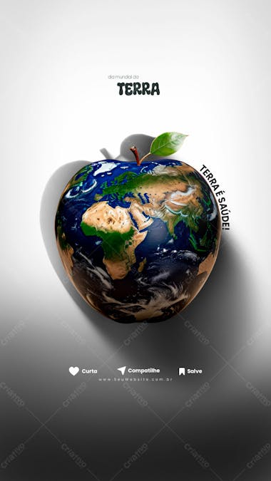 Stories terra é saúde psd editável para o dia mundial da terra 22 de abril