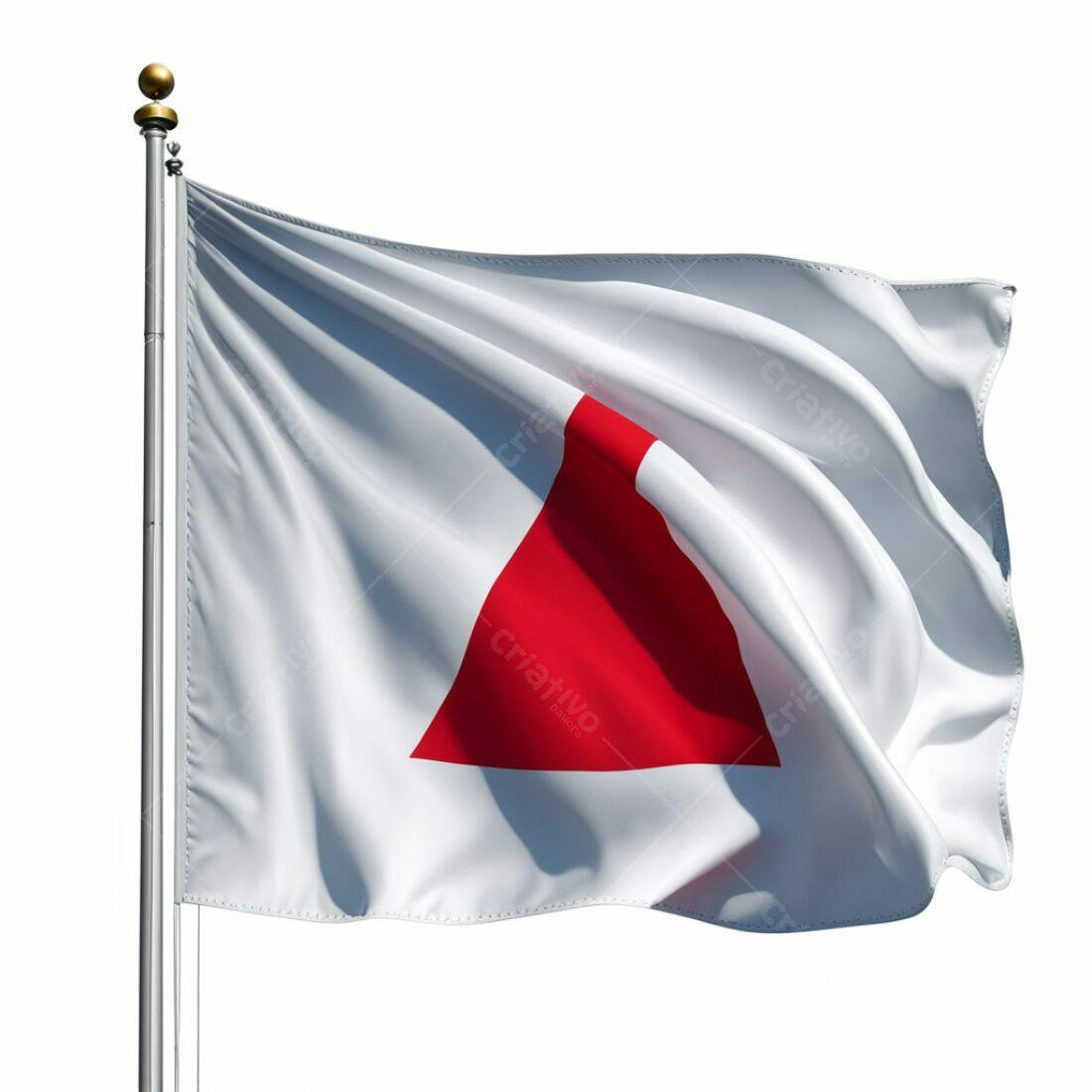 Bandeira branca com triângulo vermelho ao vento