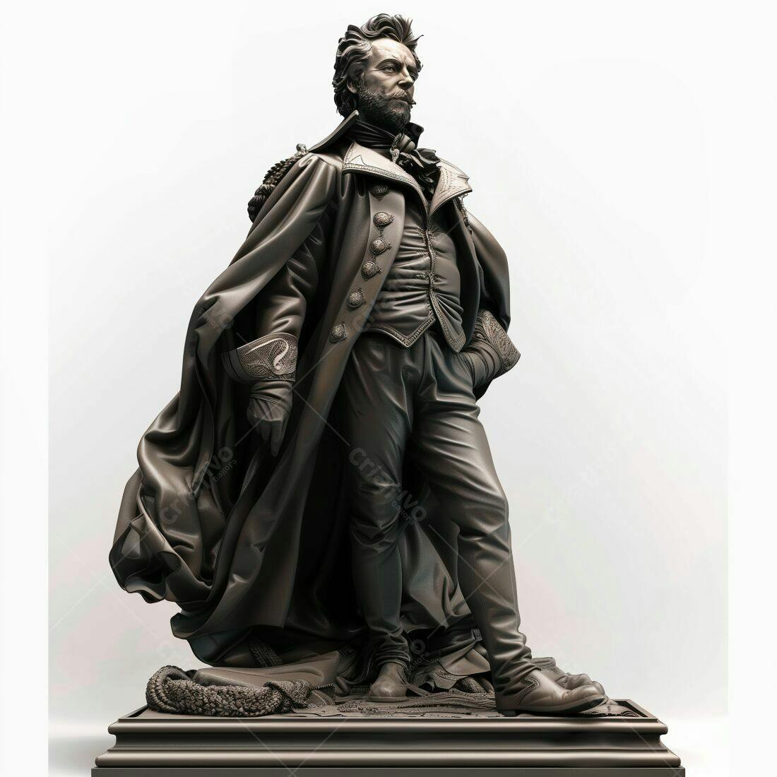 Estátua homem século XIX roupa escura