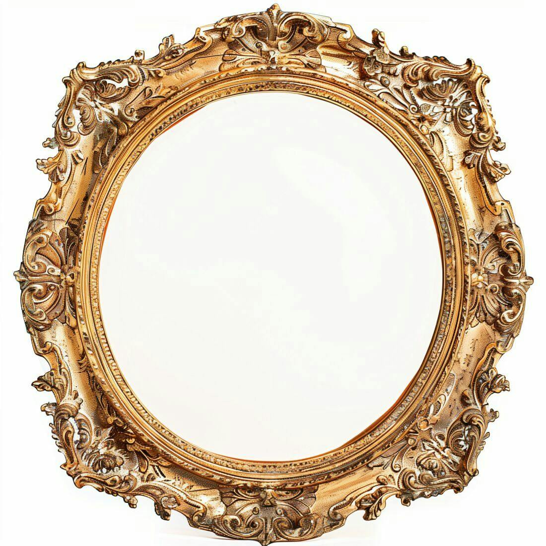 Moldura oval dourada estilo antigo
