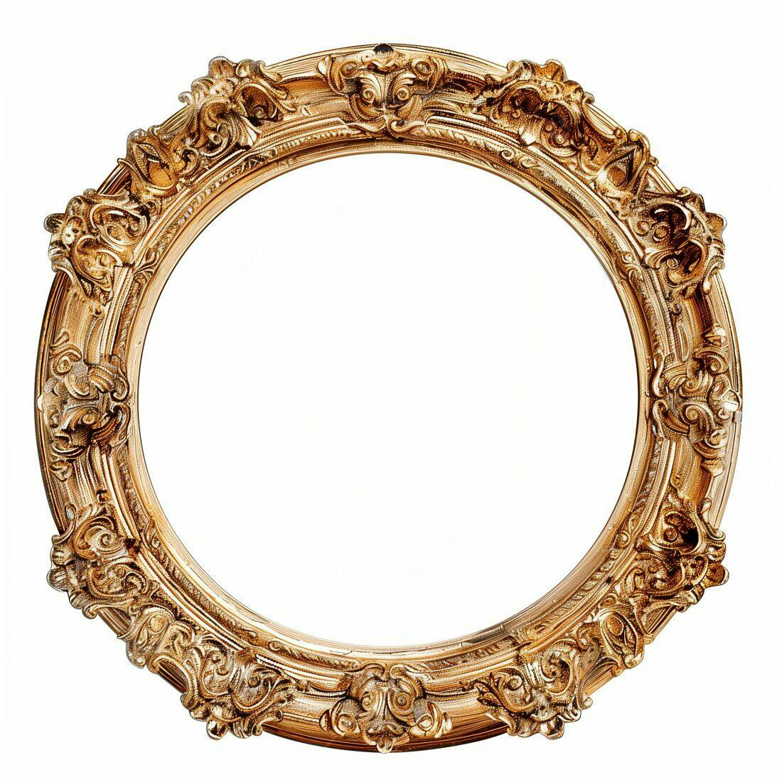Moldura circular dourada estilo barroco
