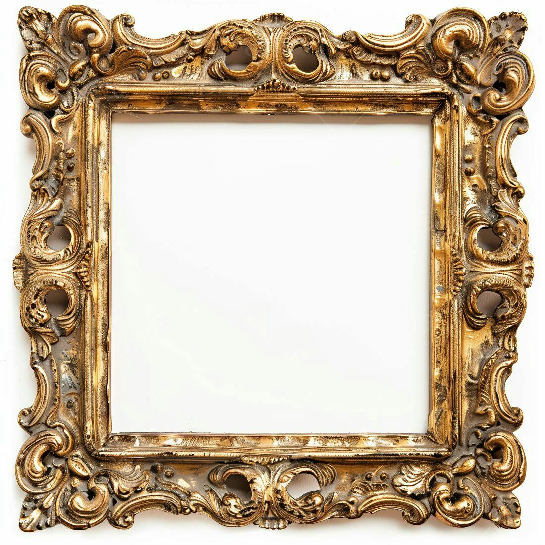 Moldura dourada estilo barroco fundo branco