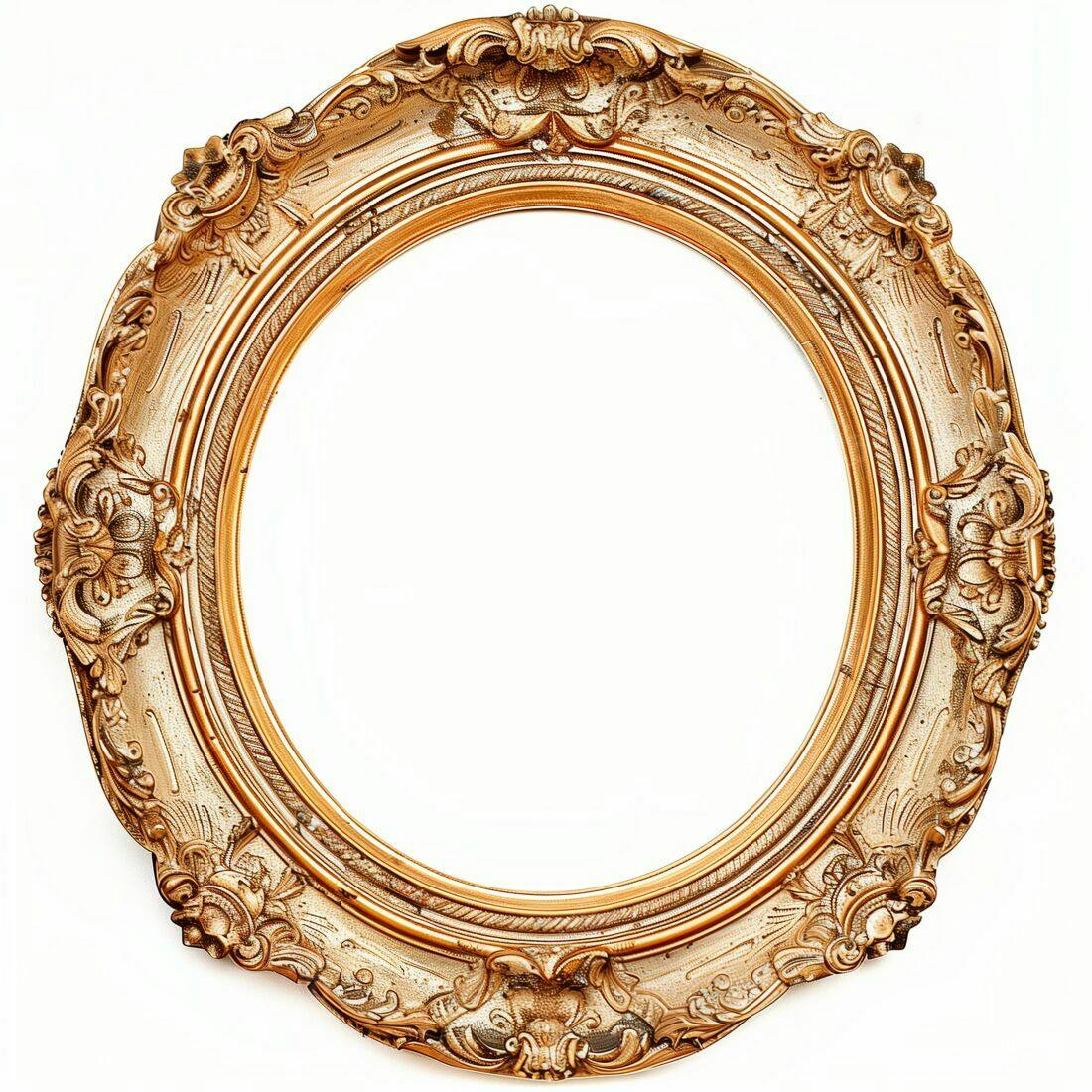 Moldura oval dourada estilo barroco