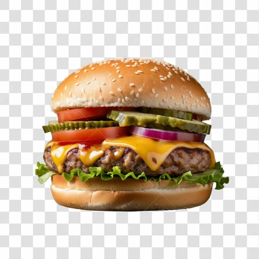 Imagem PNG de Hambúrguer com Queijo para Cardápio com fundo transparente