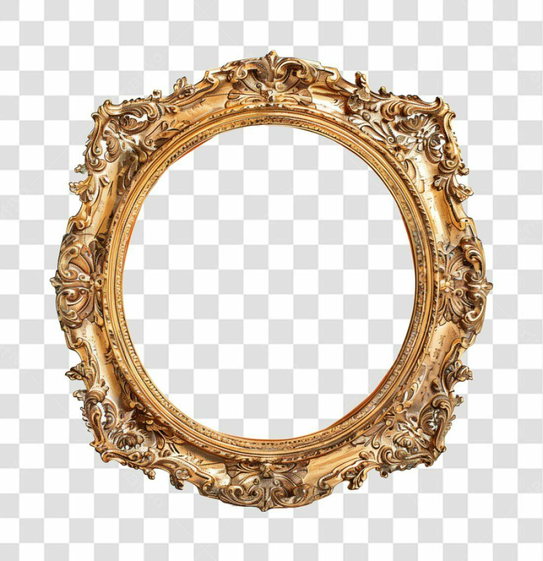 Moldura Oval Dourada PNG com fundo transparente