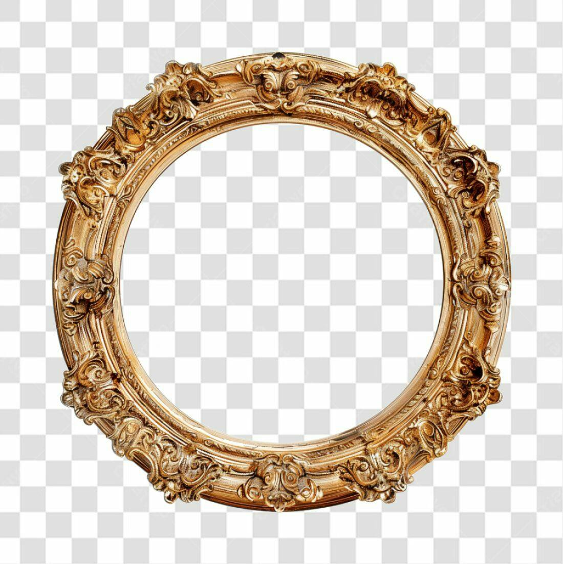 Moldura Circular Dourada PNG com fundo transparente