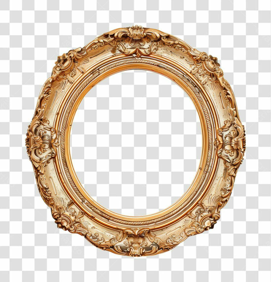 Moldura Oval Dourada PNG com fundo transparente