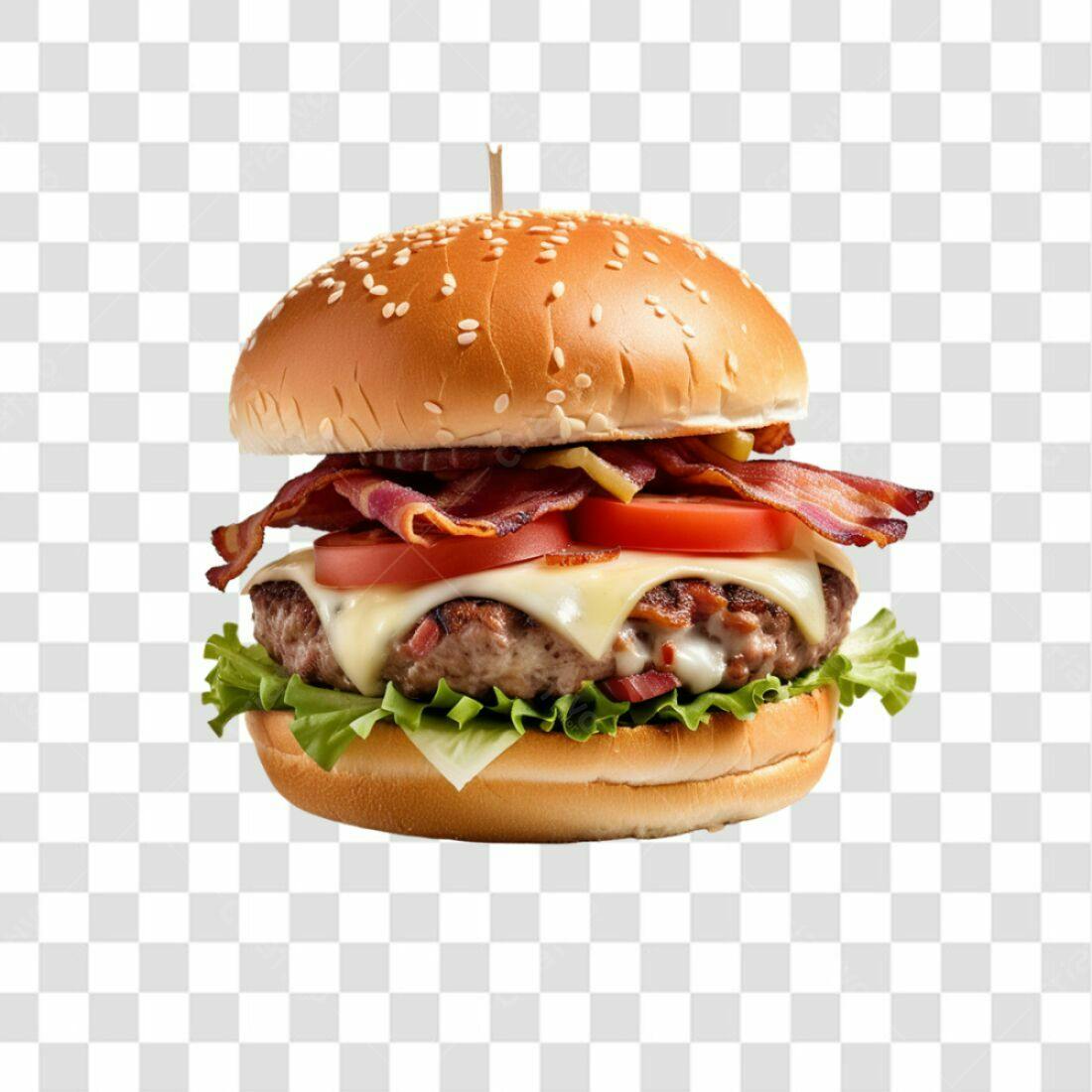 Imagem PNG de hambúrguer com bacon fundo transparente