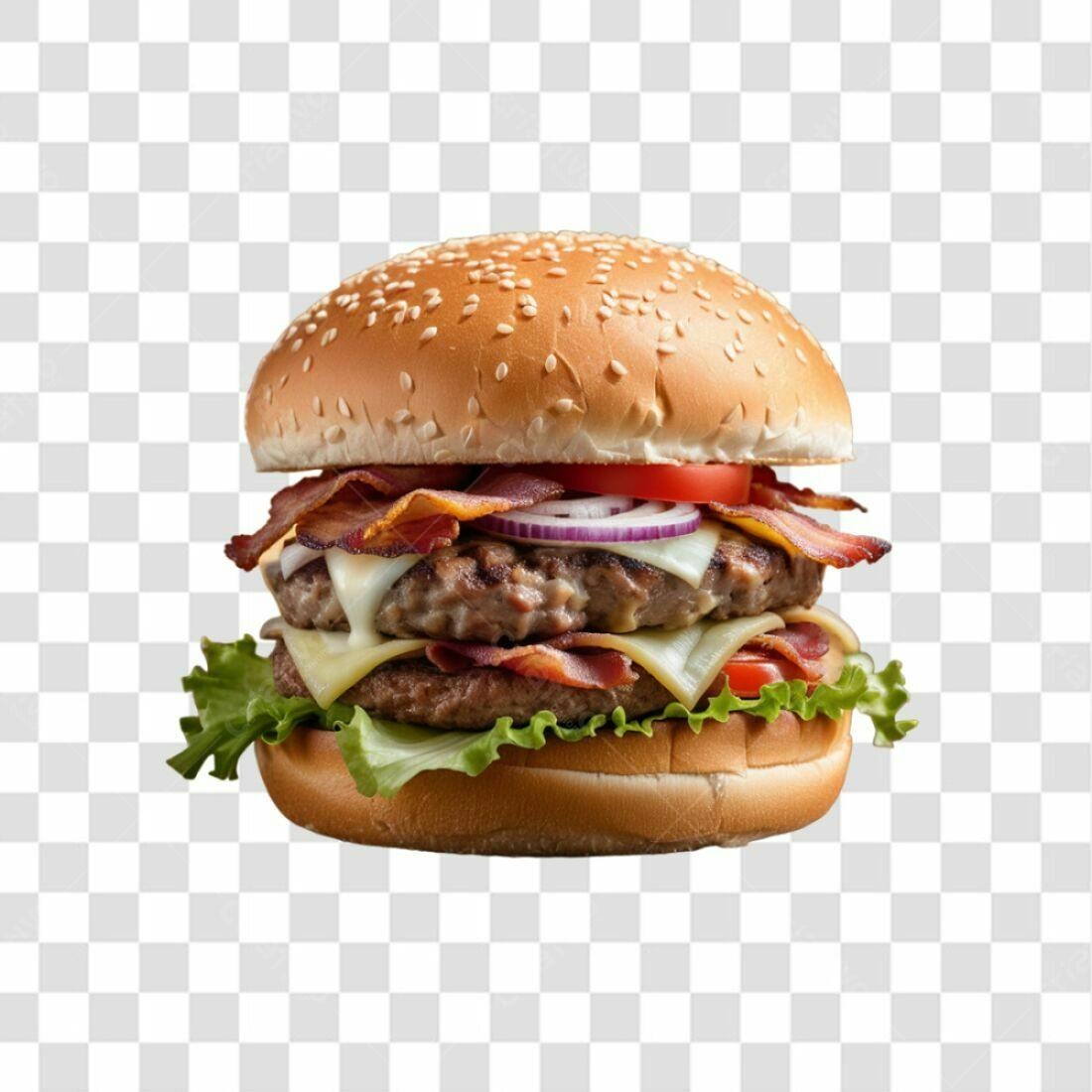 Imagem PNG de Hambúrguer Duplo com Bacon fundo transparente