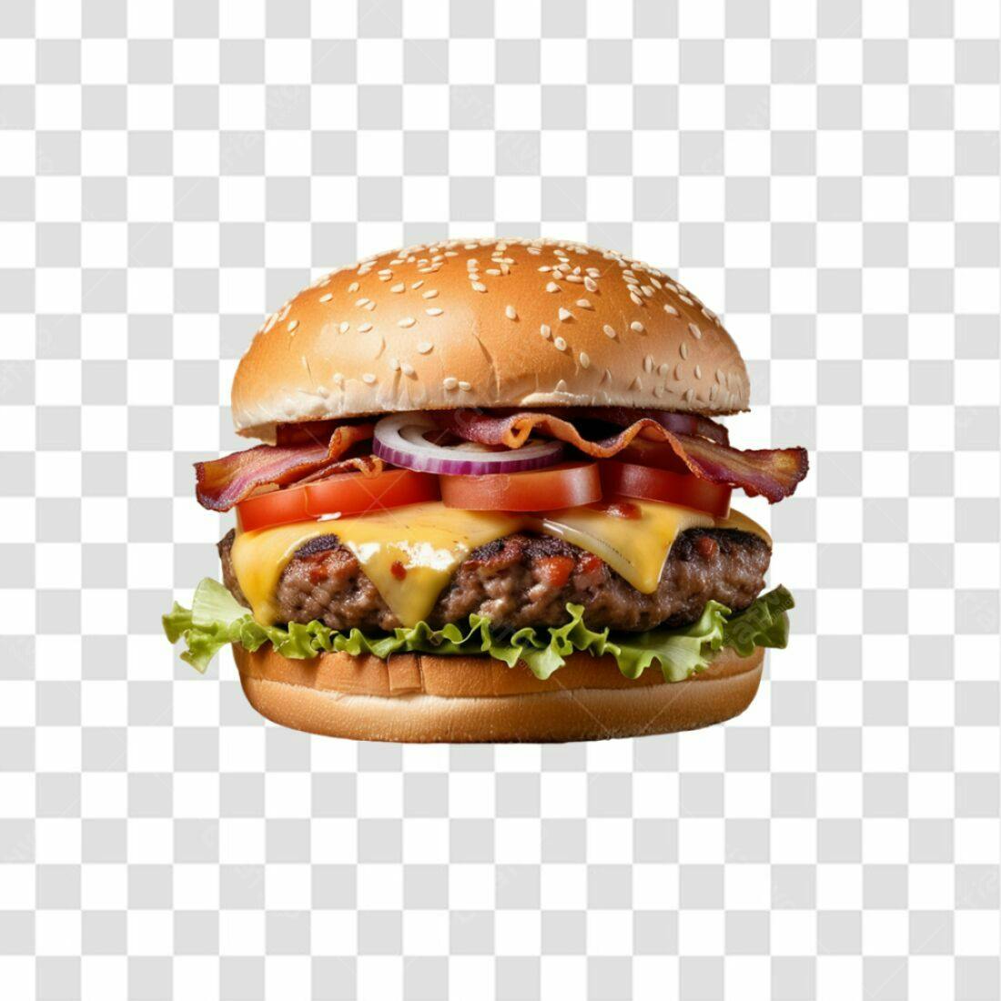 Imagem Hambúrguer Bacon Queijo PNG com fundo transparente