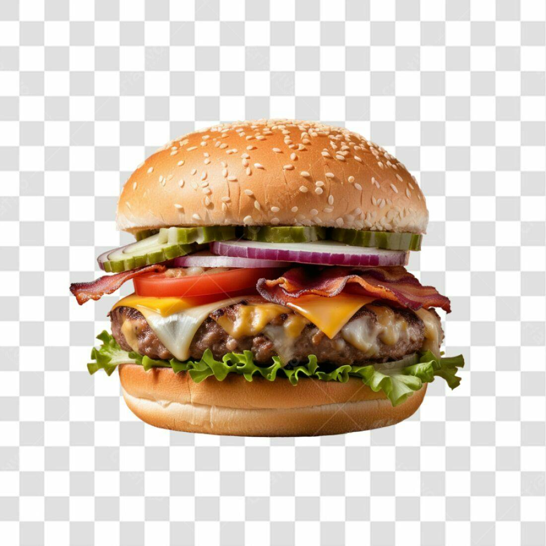 Imagem PNG de Hambúrguer com Bacon e Queijo com fundo transparente