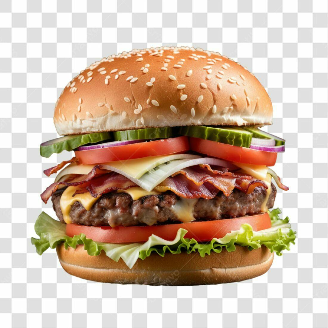 Imagem PNG de Hambúrguer com Bacon e Queijo fundo transparente