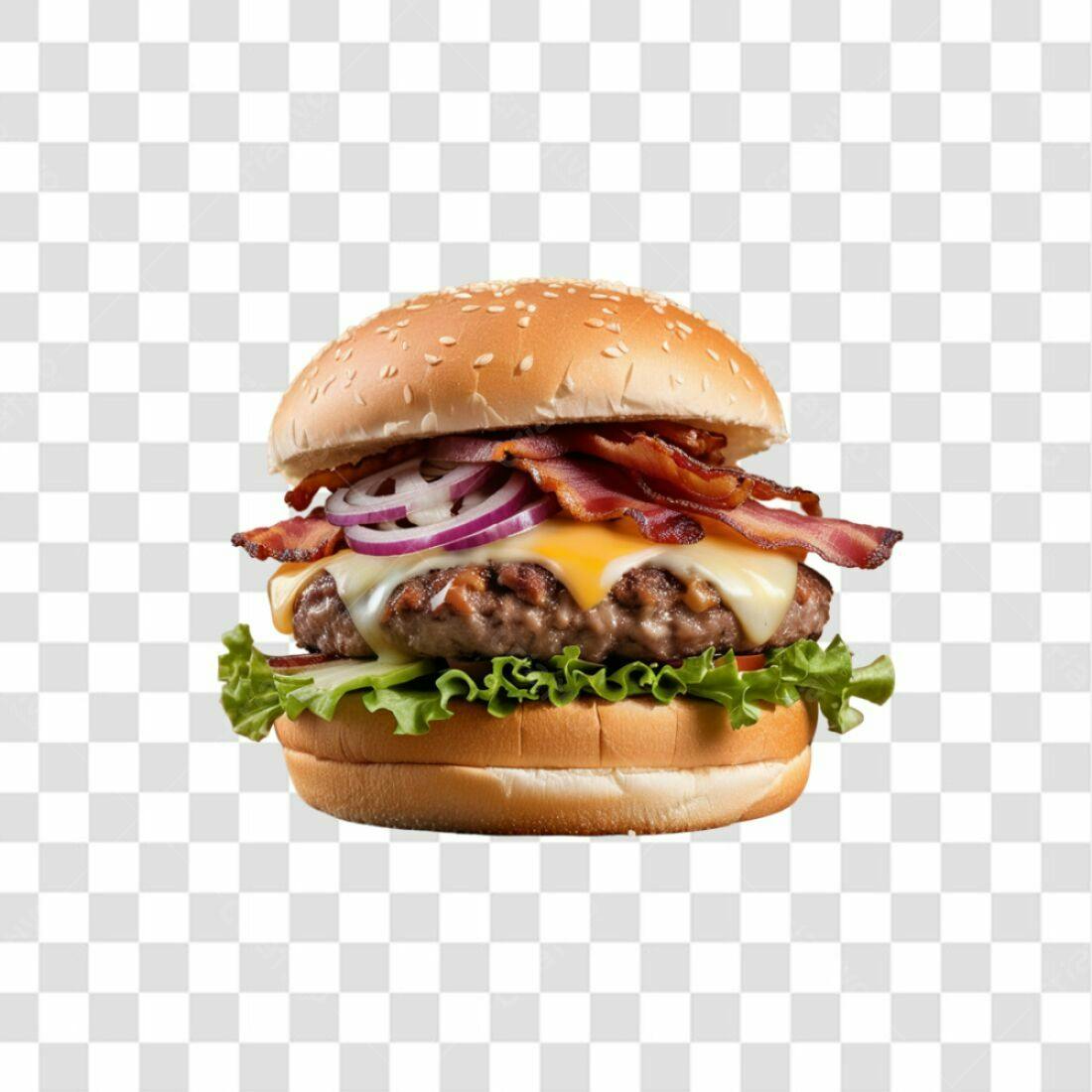 Icone Hambúrguer Bacon Queijo PNG com fundo transparente