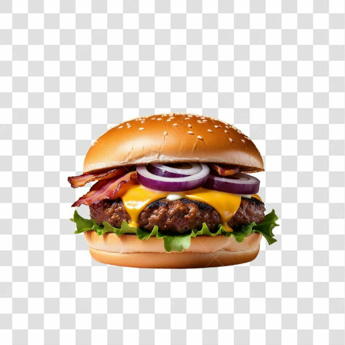 Imagem PNG de hambúrguer com bacon fundo transparente