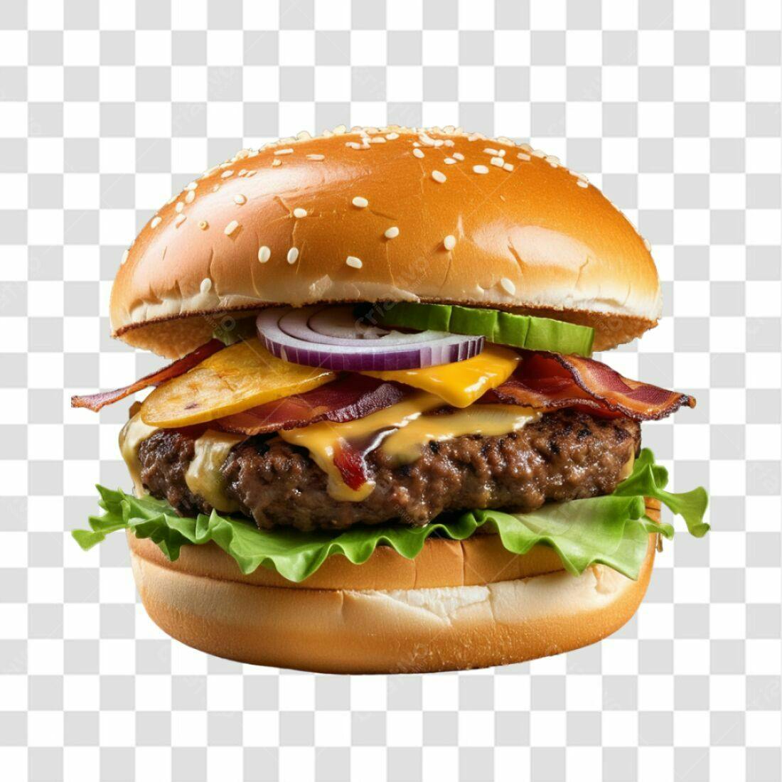 Imagem Hambúrguer Bacon Queijo PNG com fundo transparente