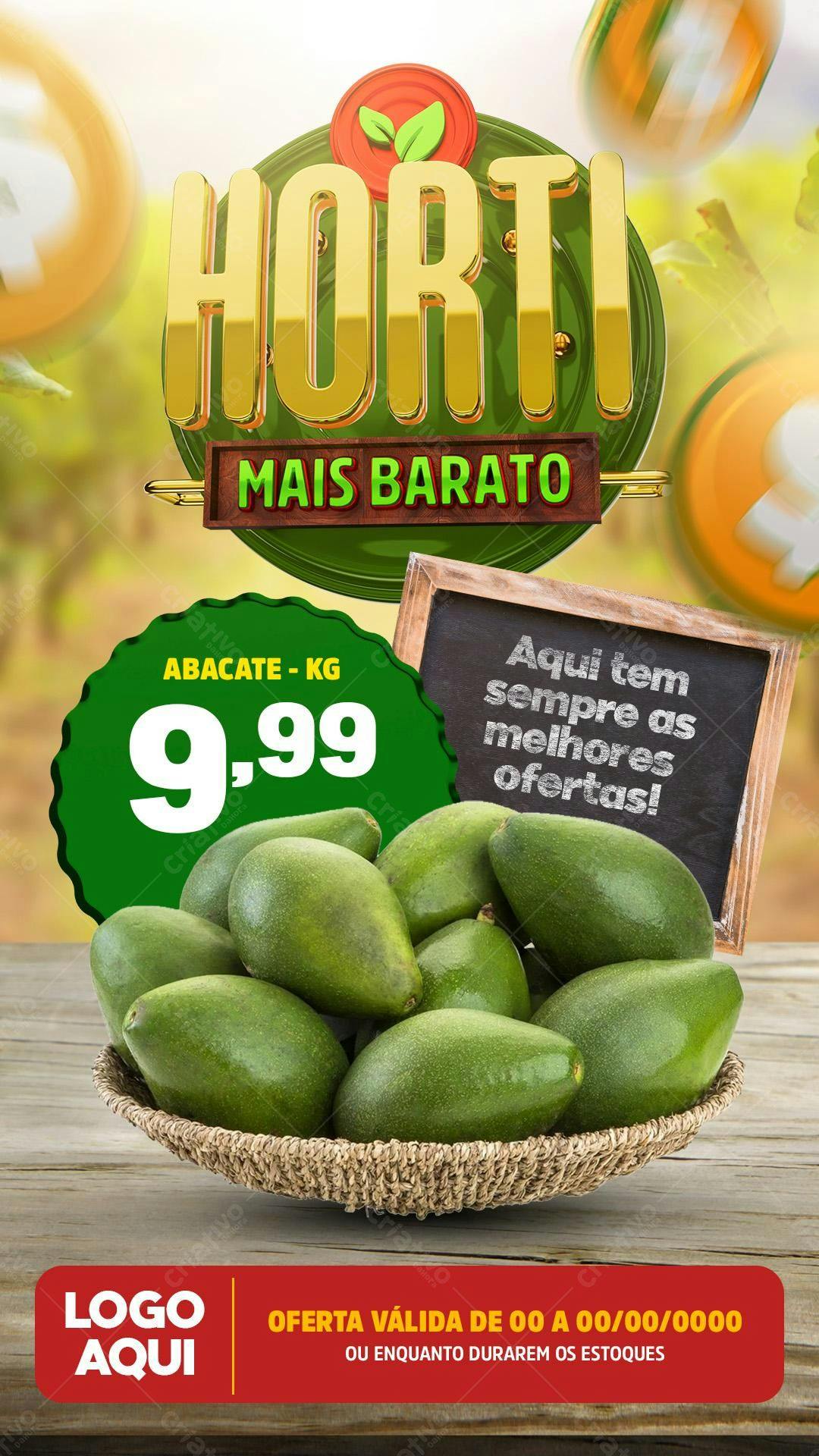 Flyer Hortifruti com Abacate PSD Editável
