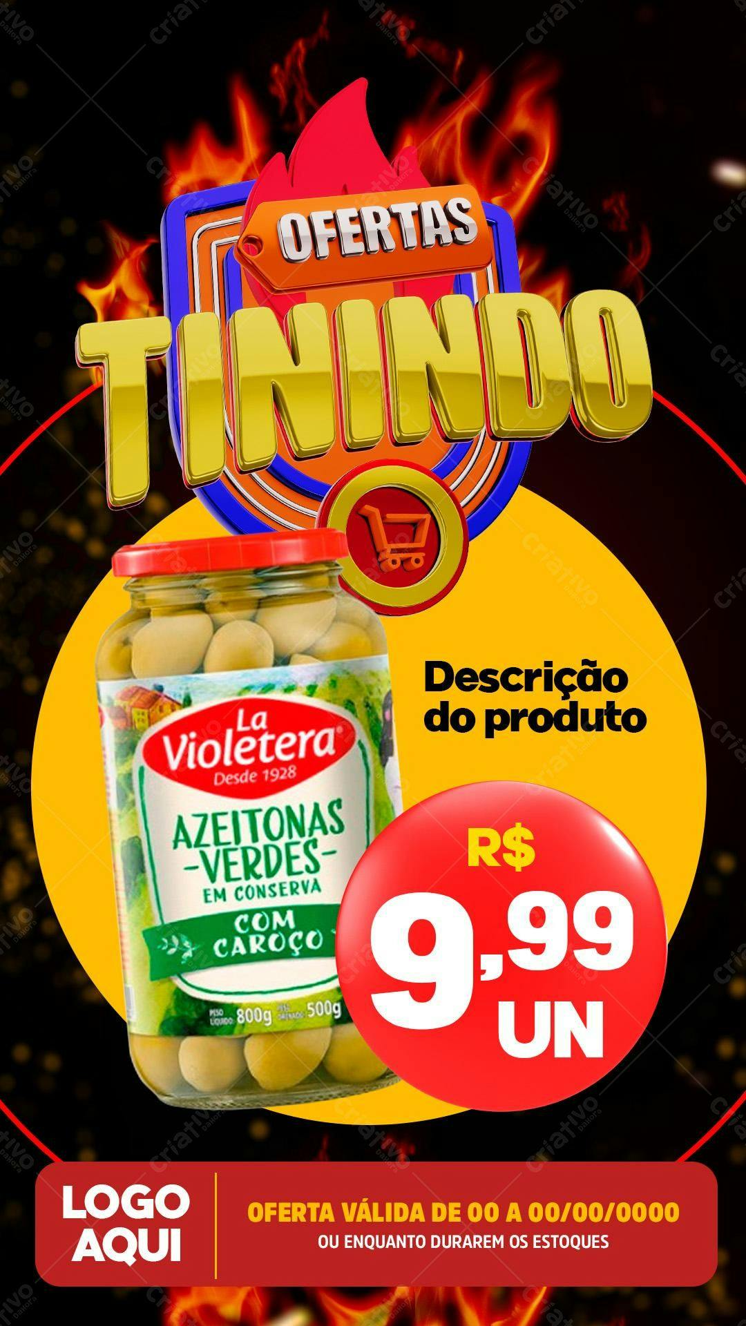 Flyer Ofertas Tinindo Azeitonas Verdes PSD Editável