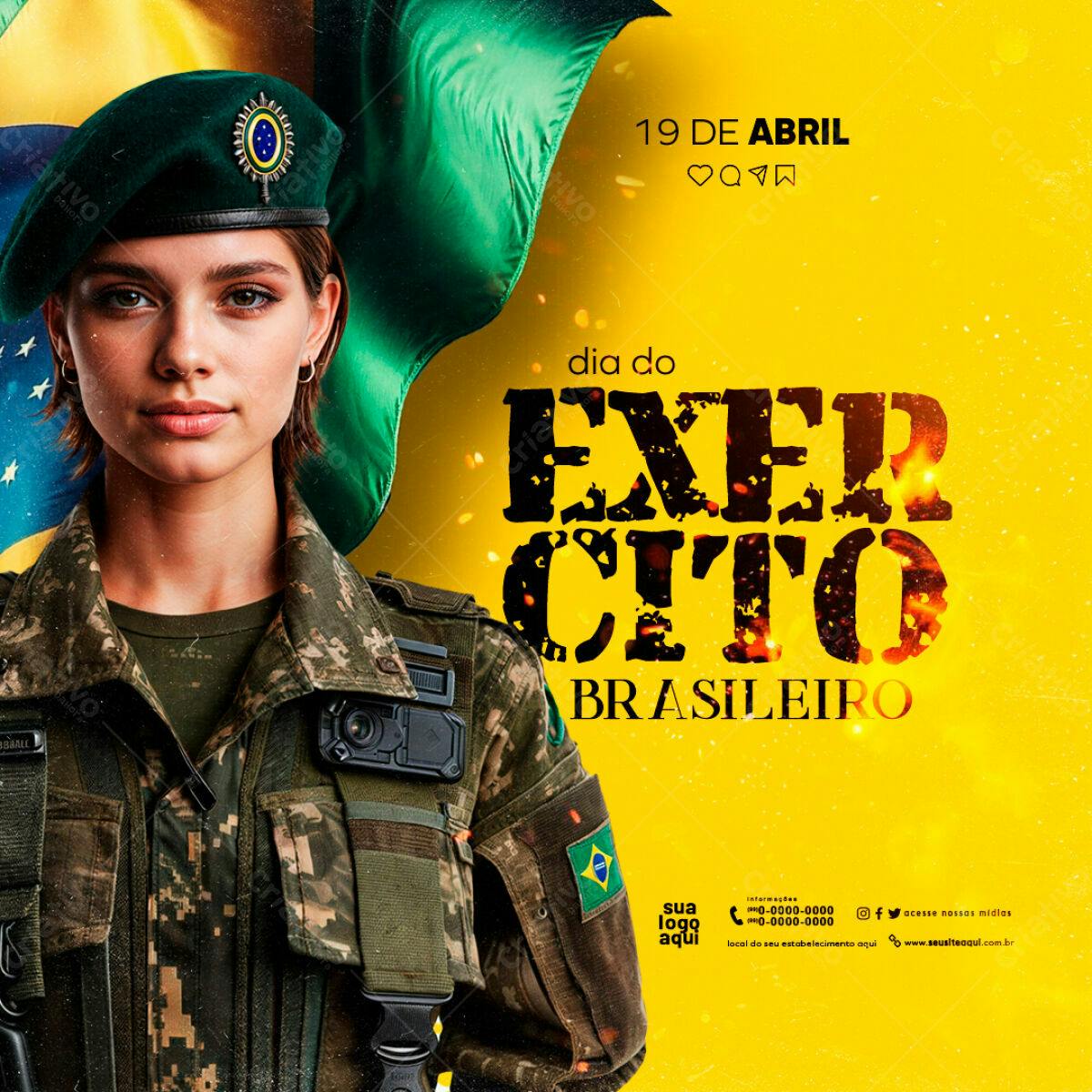 Flyer Dia do Exército Brasileiro PSD Editável