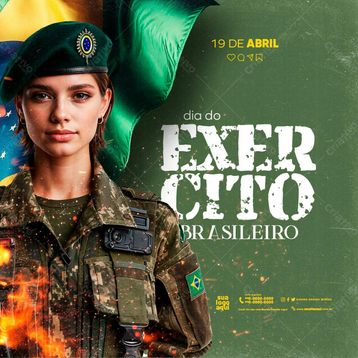 Flyer Dia do Exército Brasileiro PSD Editável
