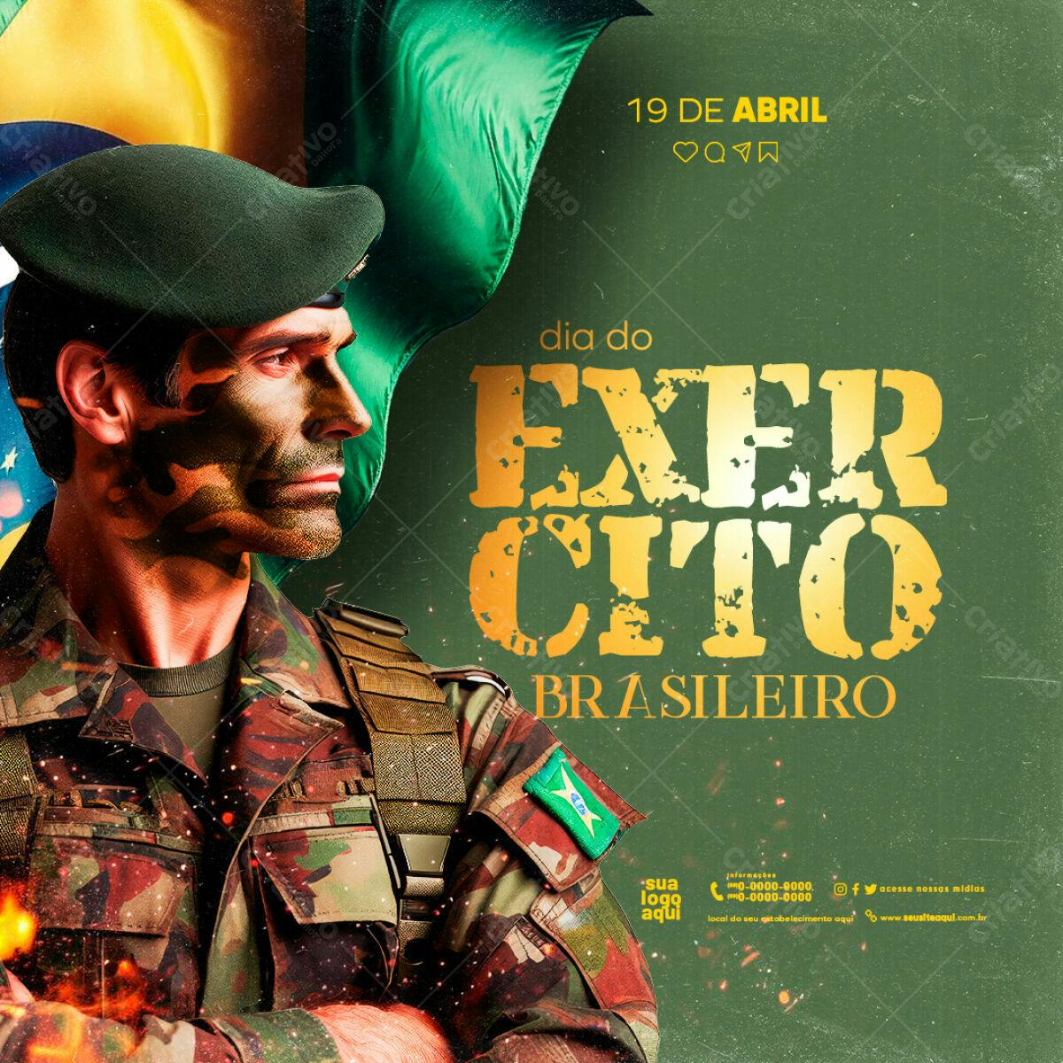Flyer Dia do Exército Brasileiro PSD Editável