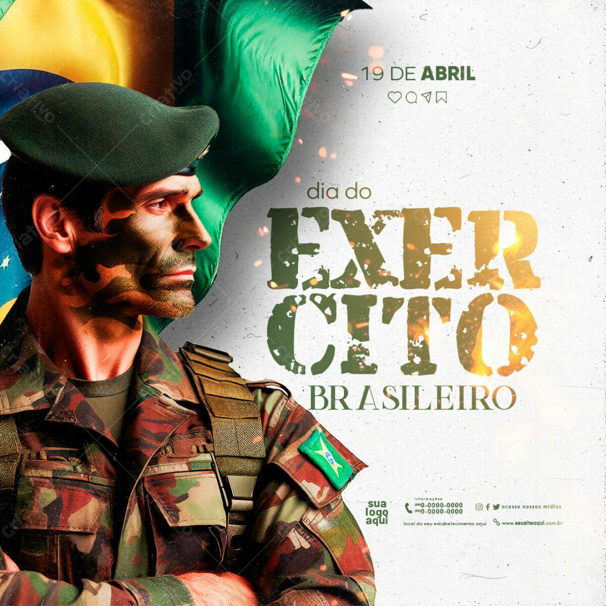 Flyer Dia do Exército Brasileiro PSD Editável