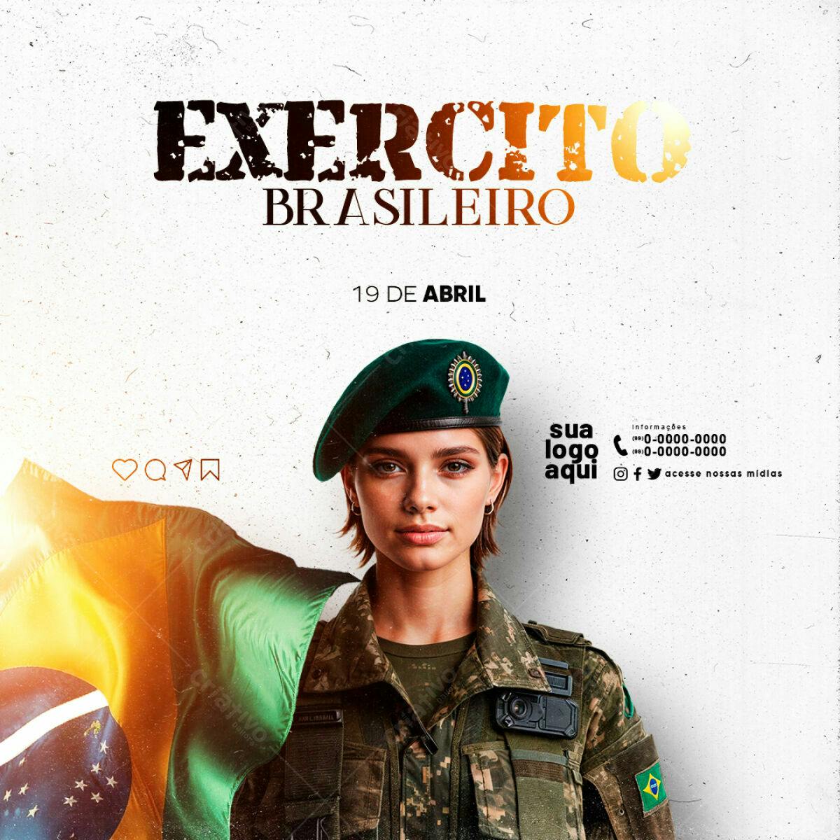Flyer Dia do Exército Brasileiro PSD Editável