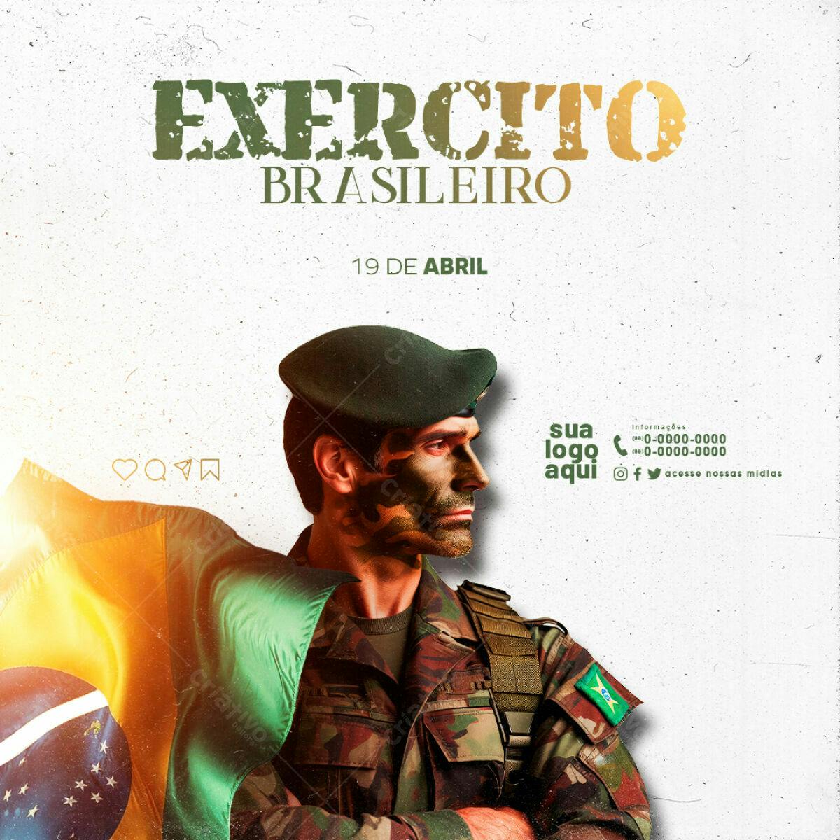 Flyer Dia do Exército Brasileiro PSD Editável