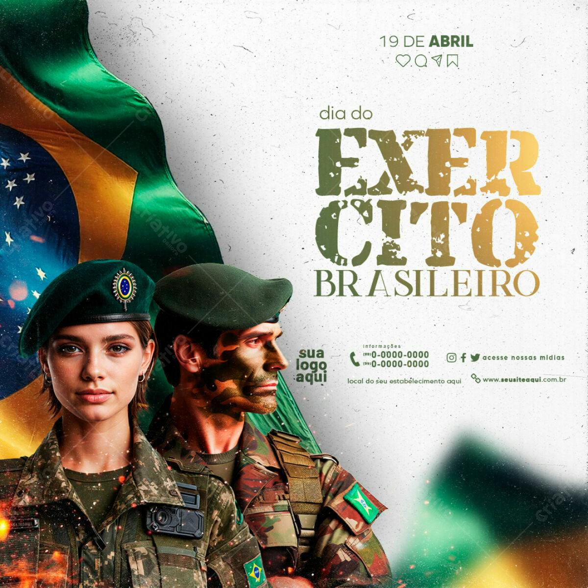 Flyer Dia do Exército Brasileiro PSD Editável