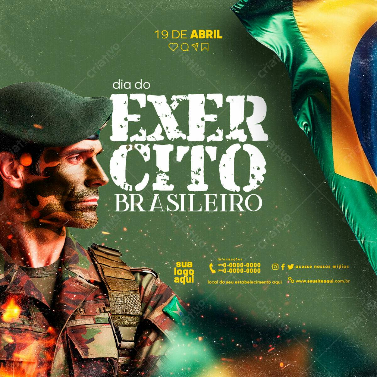 Flyer Dia do Exército Brasileiro PSD Editável