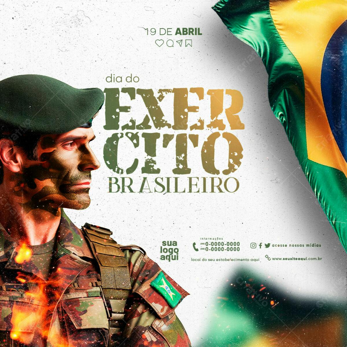 Flyer Dia do Exército Brasileiro PSD Editável
