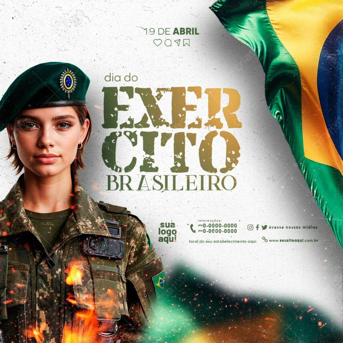 Flyer Dia do Exército Brasileiro PSD Editável