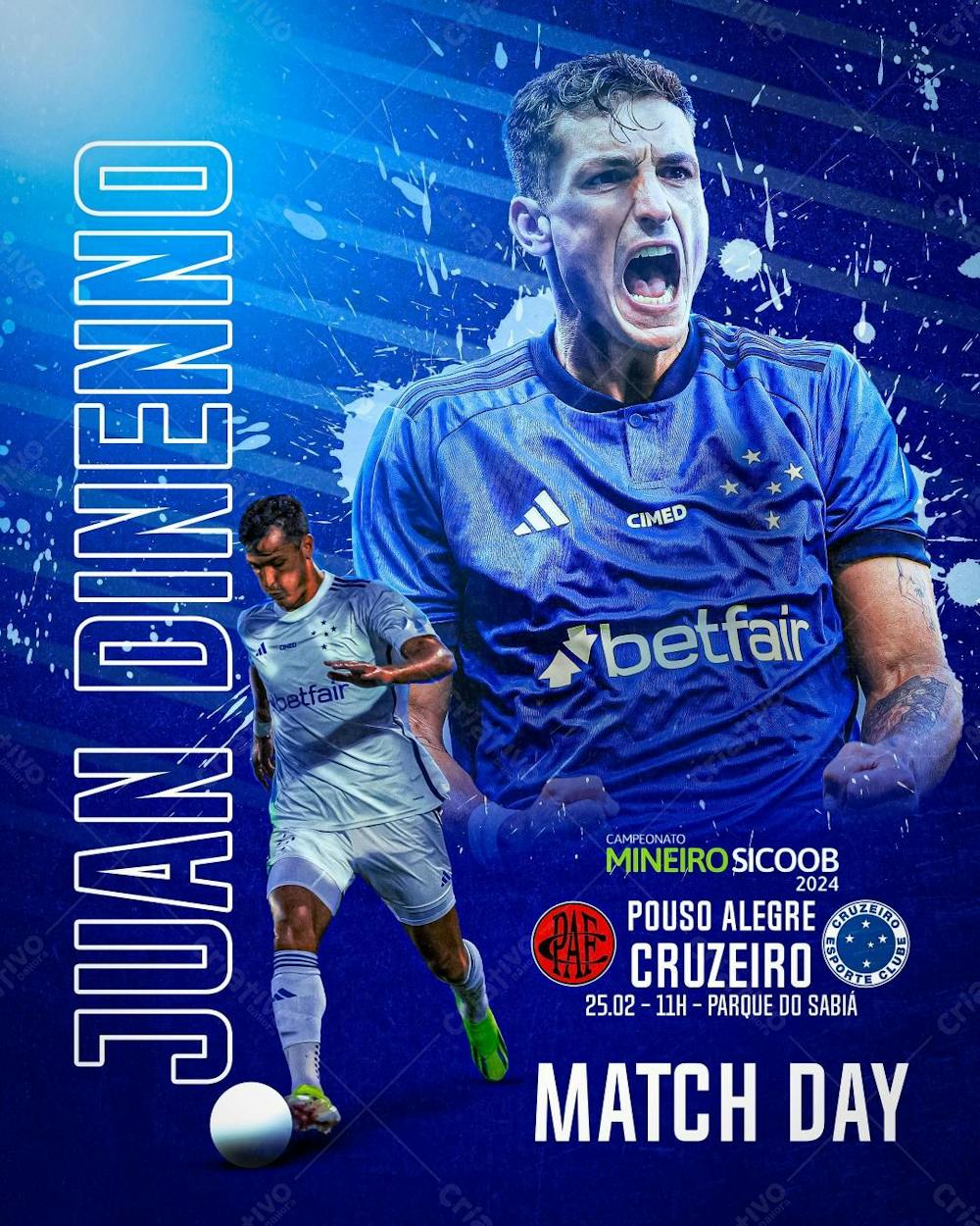 Flyer Match Day Jogador Juan Dinenno Cruzeiro Social Media